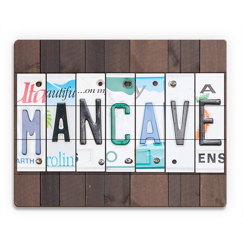 License Plate 'Man Cave' Wall Art on Wood