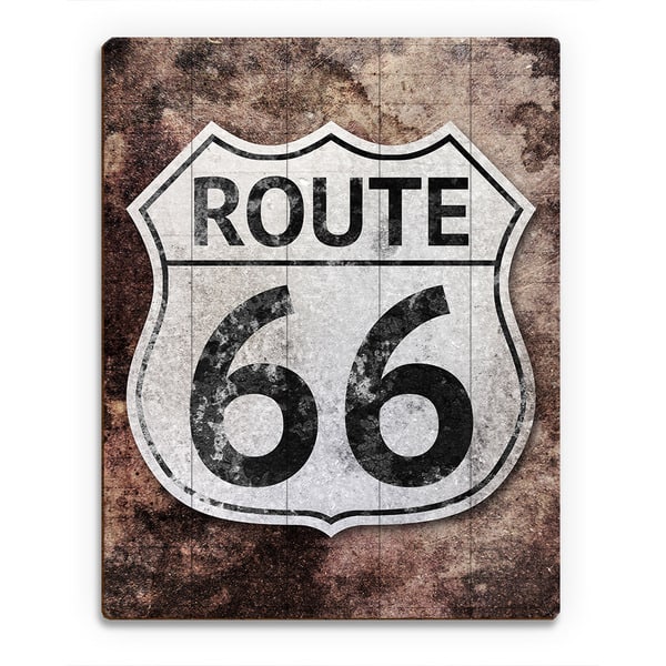 Rustic Route 66' Wood Handcrafted Wall Art - Bed Bath & Beyond - 12603614