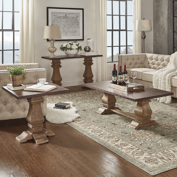 Voyager Wood and Zinc Balustrade Accent Tables by iNSPIRE Q Artisan