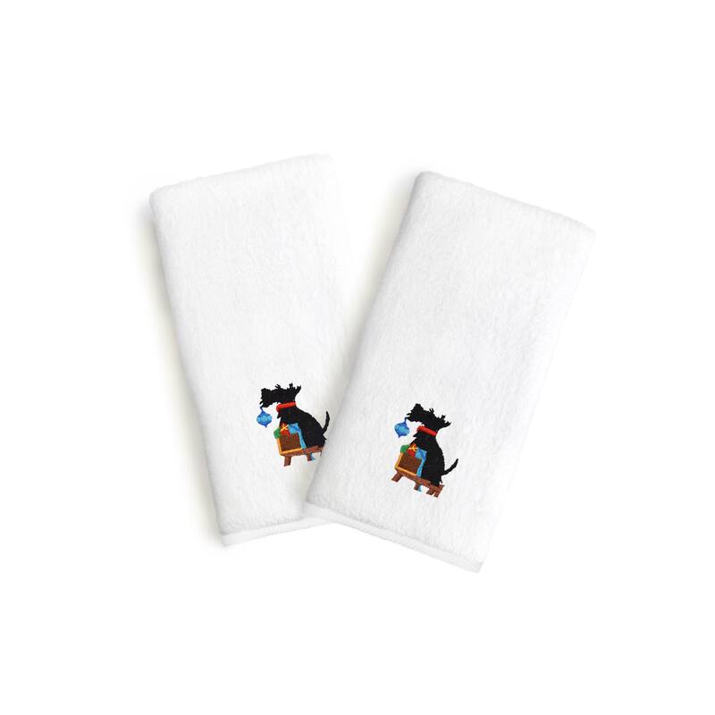 Authentic Hotel and Spa Holiday Scottie Dog Terry Cloth Turkish Cotton Bath Robe and Hand Towel Set (Set of 3)