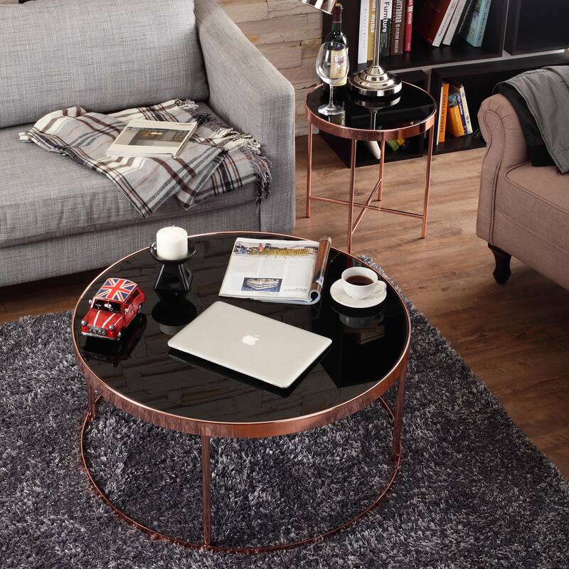 Bola Contemporary Gold 16-inch Metal Round Side Table by Furniture of America