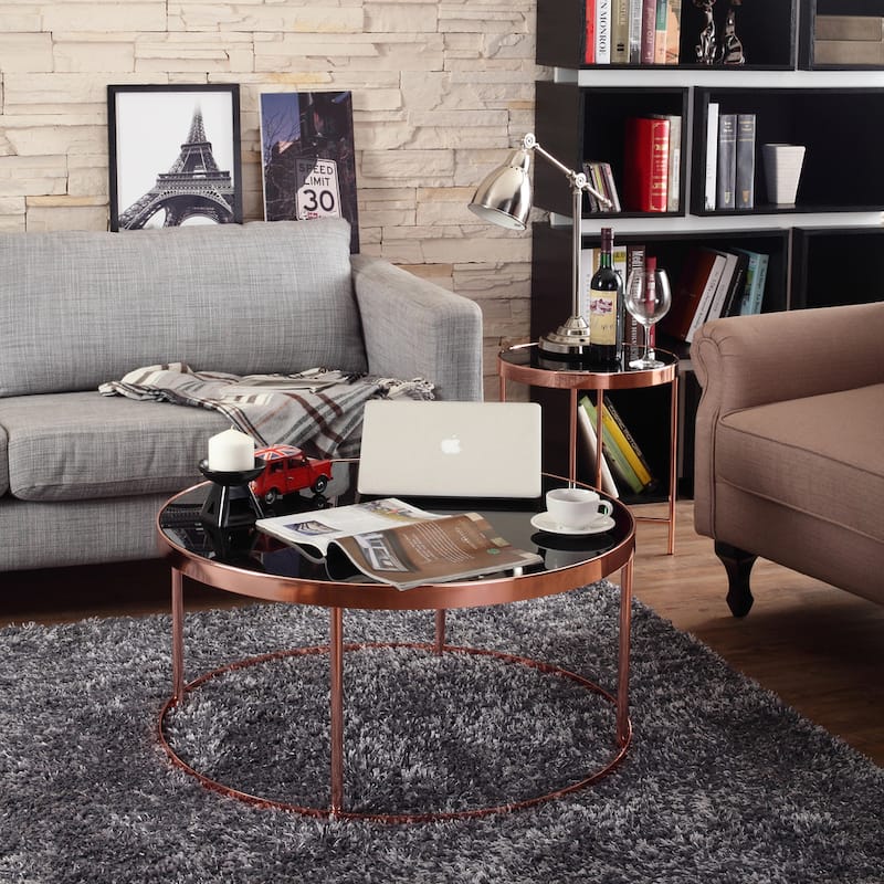 Bola Contemporary Gold 16-inch Metal Round Side Table by Furniture of America