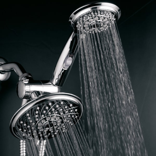 Rainfall Shower 24 Setting Chrome Handheld Dual Head Massager Bathroom With Hose