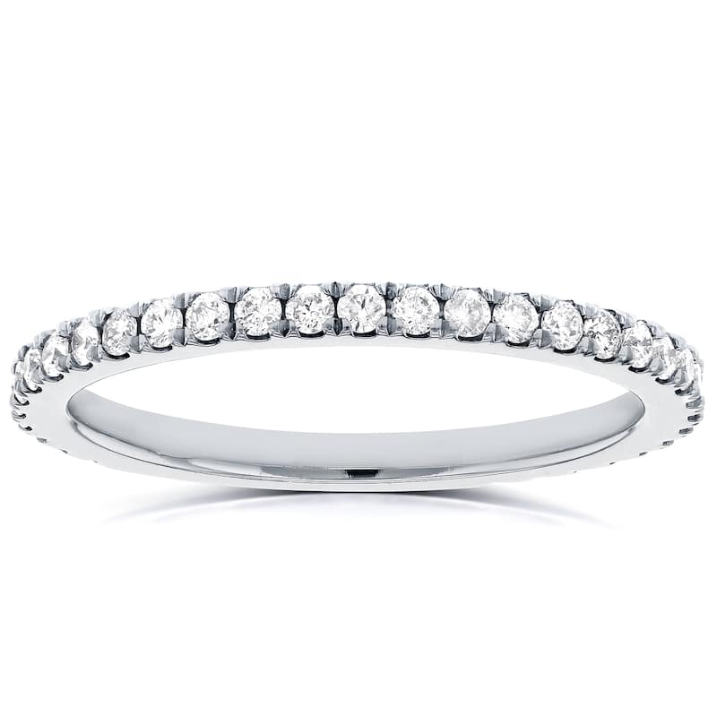 Annello by Kobelli 14k White Gold 1/3ct TDW Diamond Micro-prong Wedding Band - 4