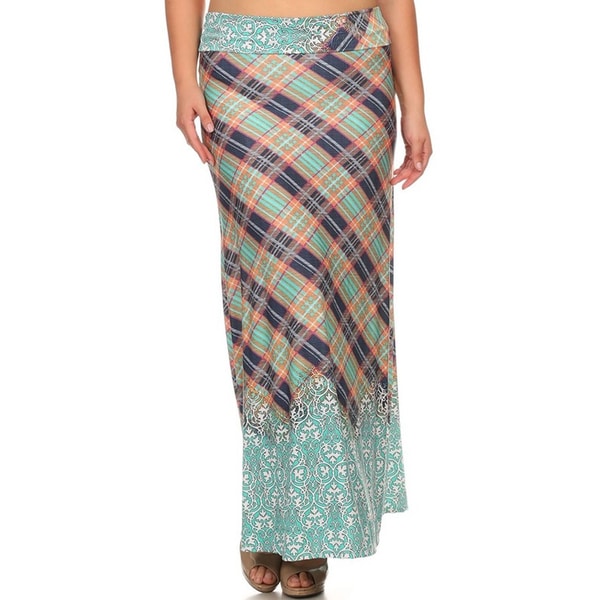 plus size plaid maxi skirt