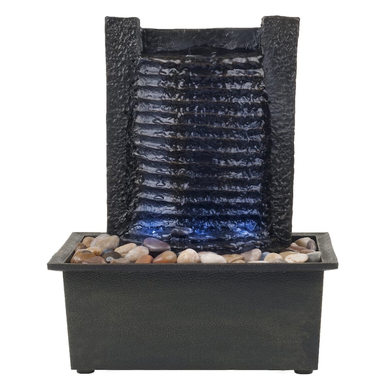 Indoor Waterfall Tabletop Wall Fountain with LED Lights By Pure Garden