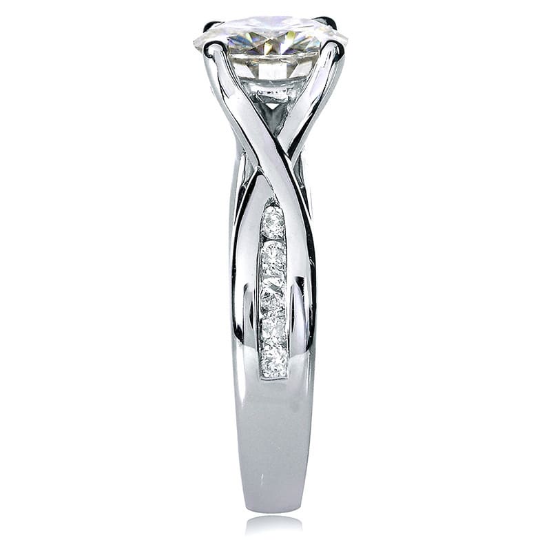 Annello by Kobelli 14k White Gold Forever One Moissanite and 1/5ct TDW Diamond Crossover Round Chann