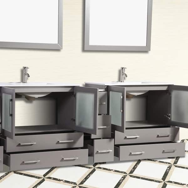 Vanity Art 84 Inch Double Sink Bathroom Set 7 Drawers 3 Cabinets 2 Shelves Soft Closing Doors With Free Mirror 12609926 84 Inch Double Sink Bathroom Vanity Set