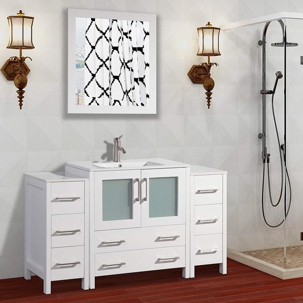 Vanity Art 54 Inch Single Sink Bathroom Vanity Set 8 Drawers 3 Cabinets 1 Shelf Soft Closing Doors With Free Mirror Overstock 12609982