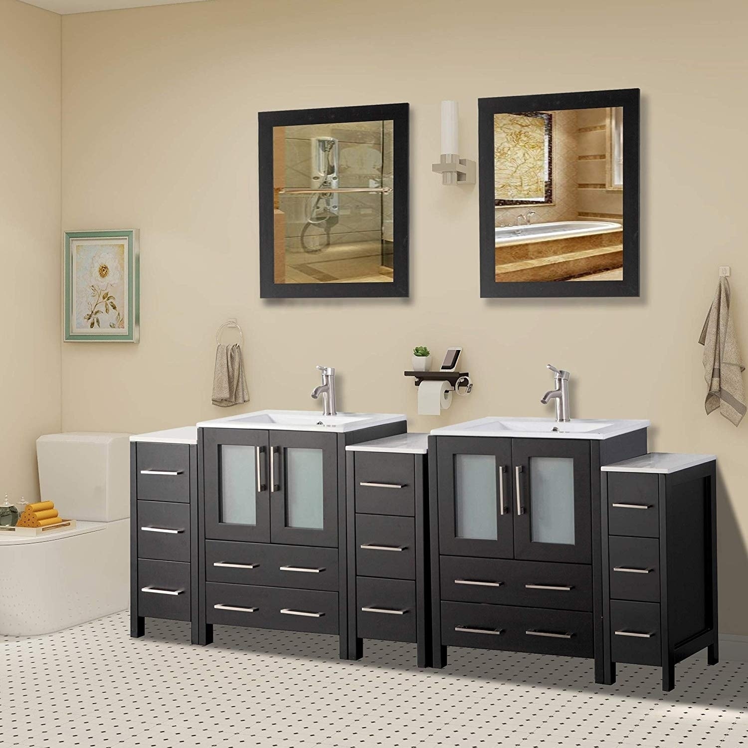 Vanity Art 84-Inch Double Sink Bathroom Vanity Set 13 | eBay