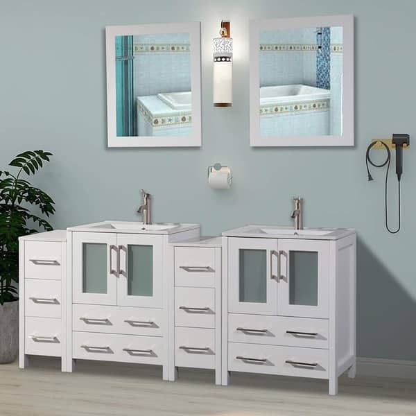 Shop Vanity Art 72 Inch Double Sink Bathroom Vanity Set 10 Drawers 4 Cabinets 2 Shelves Soft Closing Doors With Free Mirror Overstock 12609994