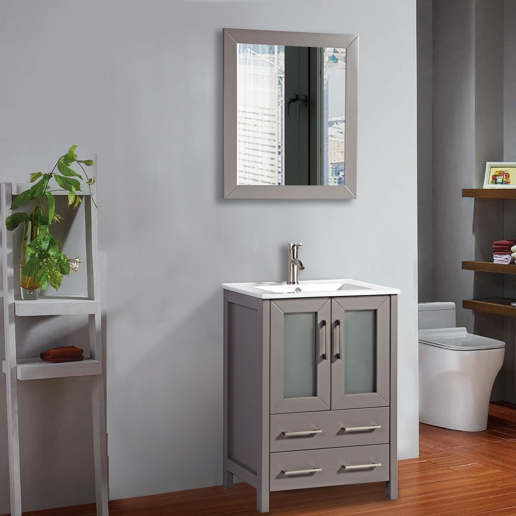 Vanity Art 24 Inch Single Sink Bathroom Set 2 Drawers 1 Cabinet Shelf Soft Closing Doors With Free Mirror Vanity Art 24 Inch Single Sink Bathroom Set 2 Drawers 1 Cabinet Shelf Soft Closing Doors With Free Mirror