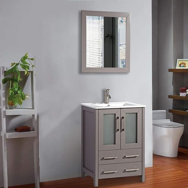 Vanity Art 24 Inch Single Sink Bathroom Vanity Set 2 Drawers 1 Cabinet 1 Shelf Soft Closing Doors With Free Mirror Overstock 12610015