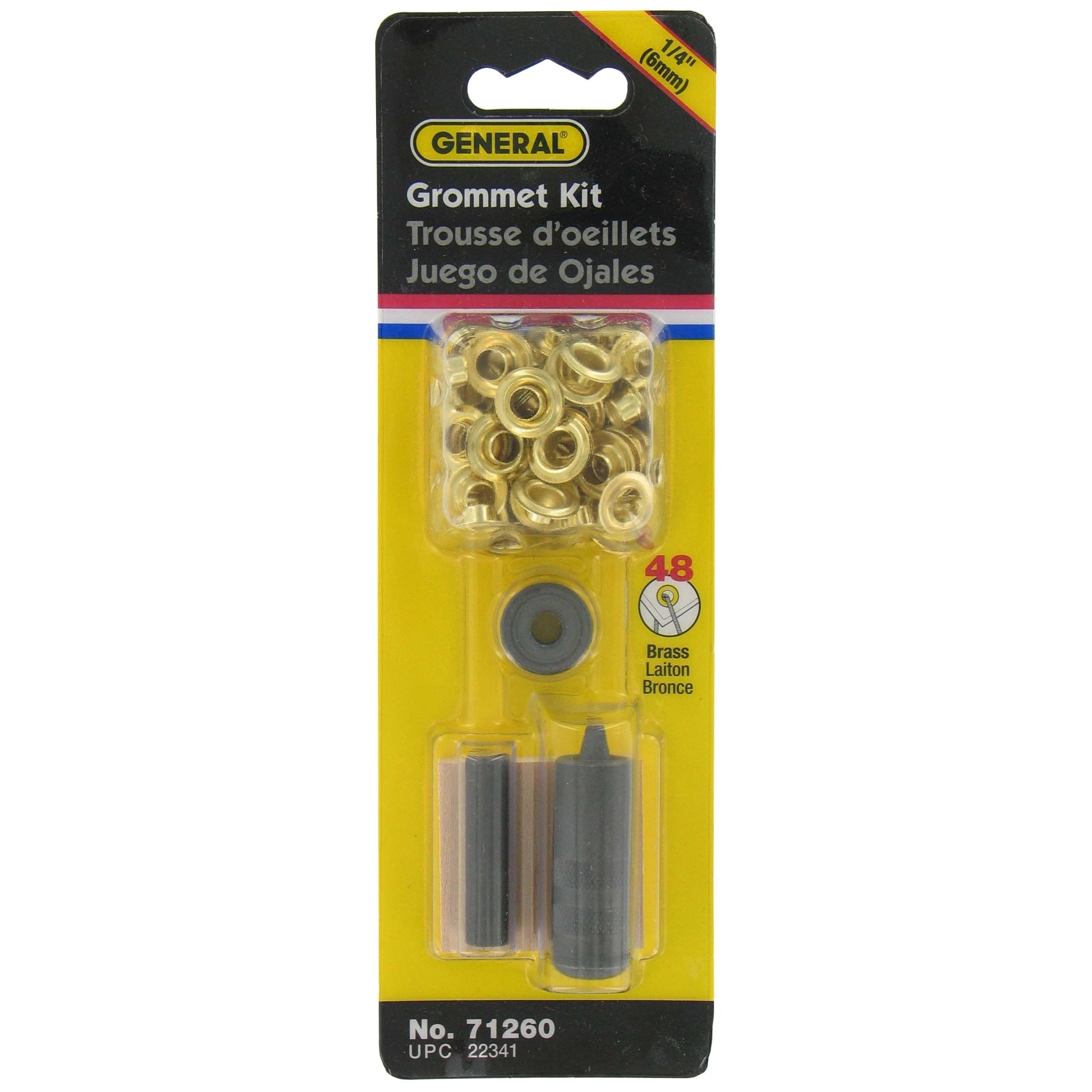 General Tools Grommet Kit, Brass, 1/4 - 48 grommets