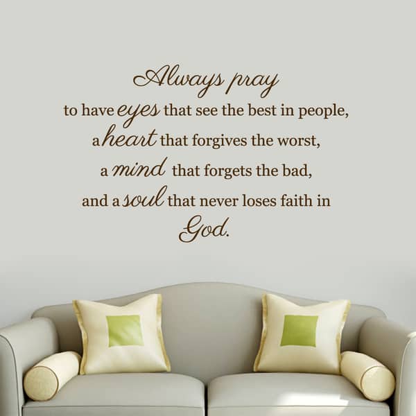 slide 1 of 2, Always Pray' 48 x 30-inch Wall Decal