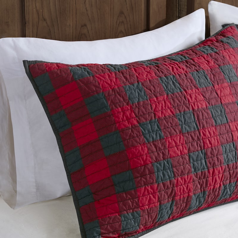 Woolrich Check Red Cotton Percale Printed Quilt Set