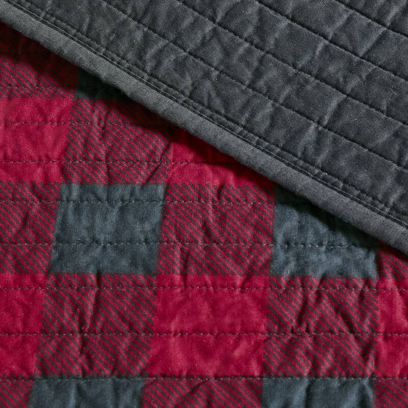 Woolrich Check Red Cotton Percale Printed Quilt Set