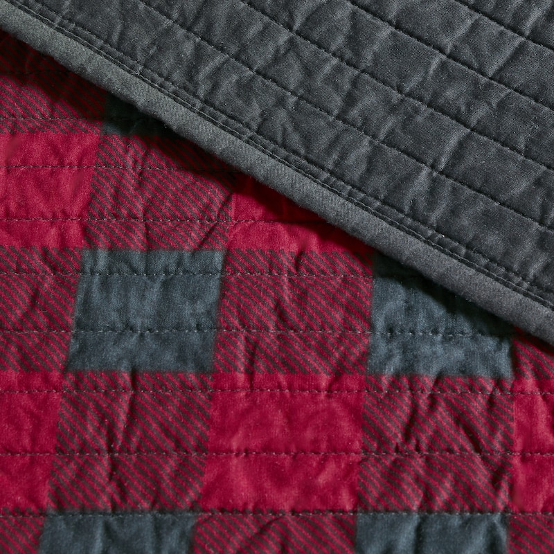 Woolrich Check Red Cotton Percale Printed Quilt Set