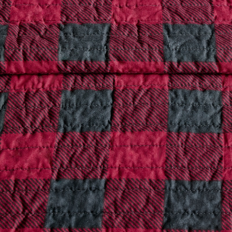 Woolrich Check Red Cotton Percale Printed Quilt Set