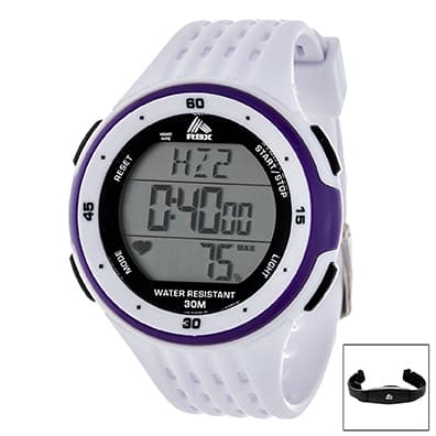 RBX Digital White Heart Rate Monitor and Chest Belt