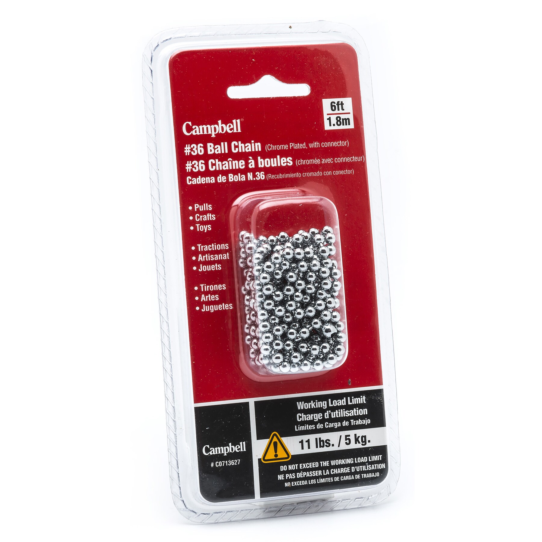 Campbell C0713627 6' #36 Nickel Plated Galvanized Ball Chain 2-ct - Bed  Bath & Beyond - 12611445