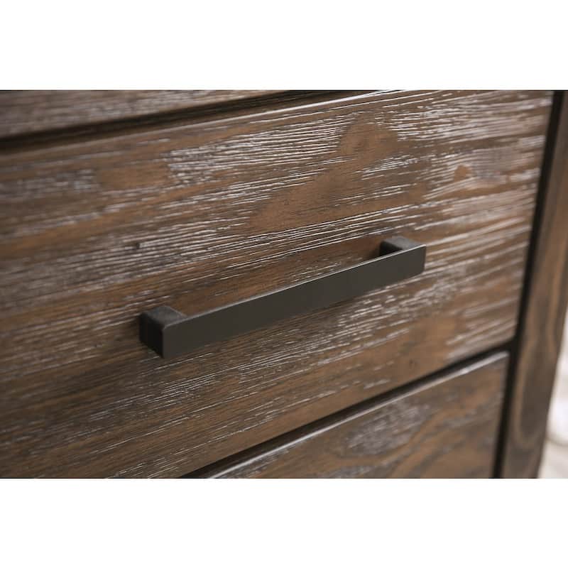Barrison Rustic Dark Grey Wire-Brushed 2-piece 6-Drawer Dresser and Mirror Set by Furniture of America