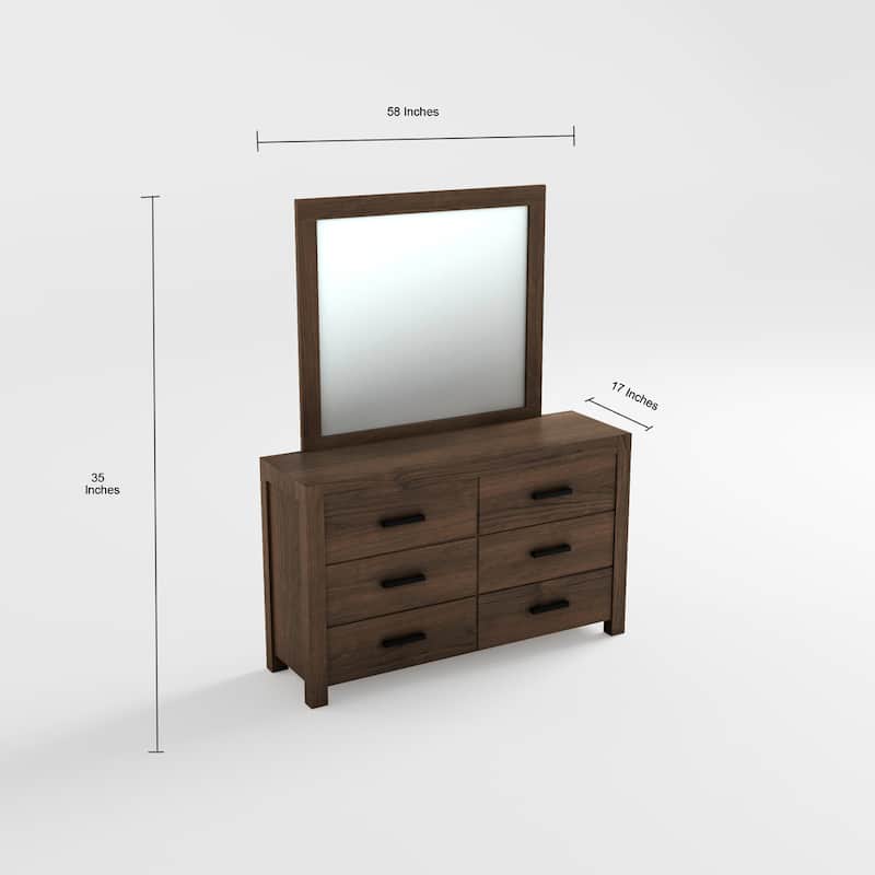 Barrison Rustic Dark Grey Wire-Brushed 2-piece 6-Drawer Dresser and Mirror Set by Furniture of America