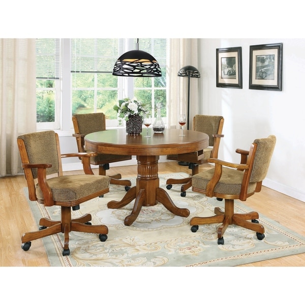 oak game table chairs