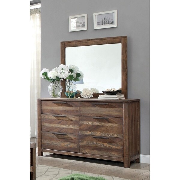 Furniture of America Lome Modern Brown 2-piece Dresser and Mirror Set. Opens flyout.