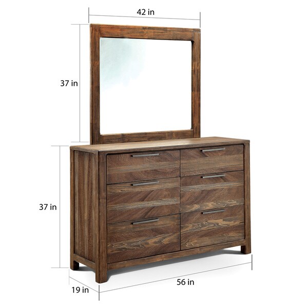 Furniture of America Lome Modern Brown 2-piece Dresser and Mirror Set