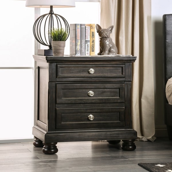 Telara Transitional Antique Black 2-drawer Nightstand by FOA