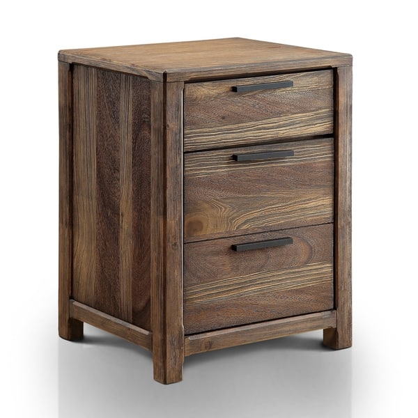 Shop Furniture Of America Lome Rustic Brown Solid Wood Nightstand Overstock 12611575