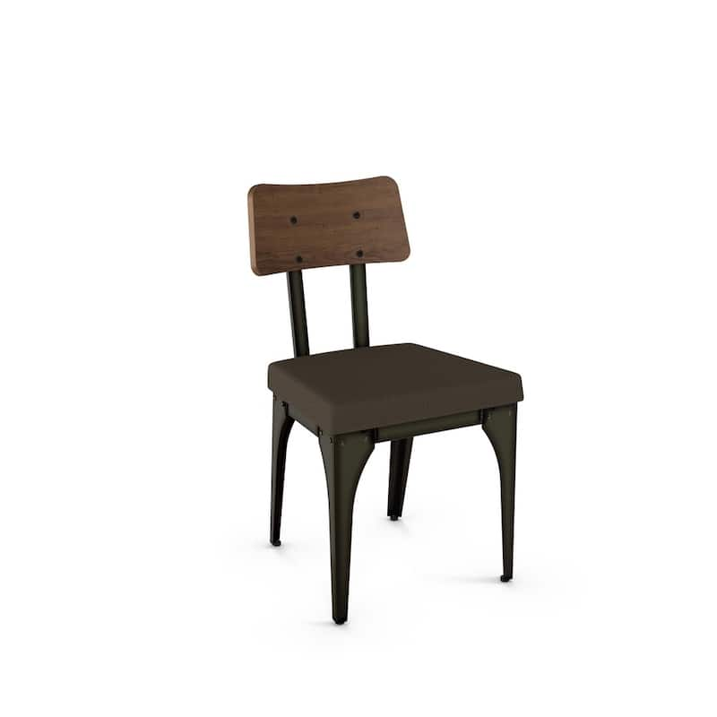 Amisco Symmetry Dining Chairs (Set of 2) - N/A - Brown Grey/Brown Wood/Black Metal