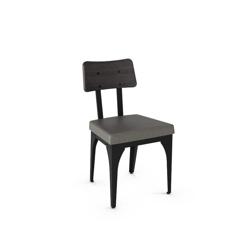 Amisco Symmetry Dining Chairs (Set of 2) - N/A - Grey Faux Leather/Grey Wood/Black Metal