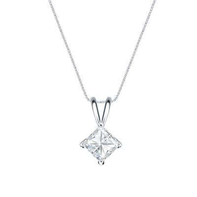 Auriya 1/4ctw Solitaire Princess-cut Diamond Necklace 14k Gold (H-I, SI1-SI2)