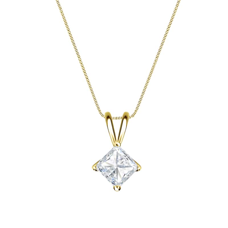 Auriya 1/4ctw Solitaire Princess-cut Diamond Necklace 14k Gold (H-I, SI1-SI2)