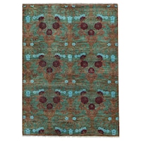 Wool Arts And Crafts Rug 9 X 12 Free Shipping Today Shahbanu Rugs Green Multicolor Hand Spun Modern Arts And Crafts Oriental Wool Rug