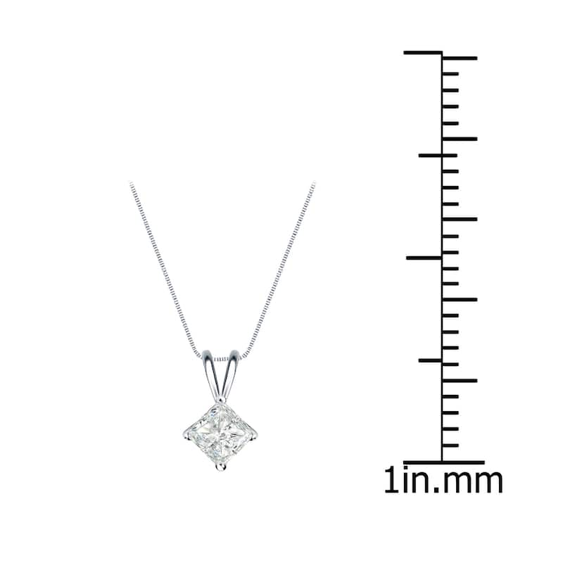 Auriya 1/4ctw Solitaire Princess-cut Diamond Necklace 14k Gold (I-J, SI2-SI3)