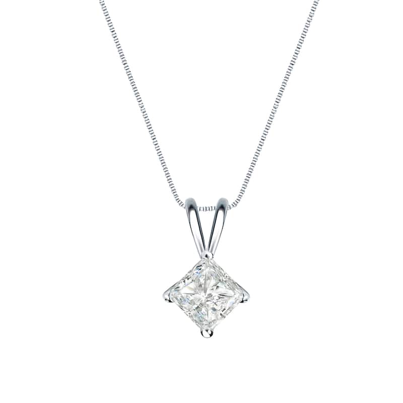 Auriya 1/4ctw Solitaire Princess-cut Diamond Necklace 14k Gold (I-J, SI2-SI3)