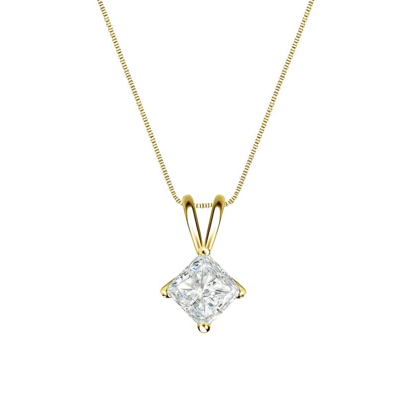Auriya 1/4ctw Solitaire Princess-cut Diamond Necklace 14k Gold (I-J, SI2-SI3)