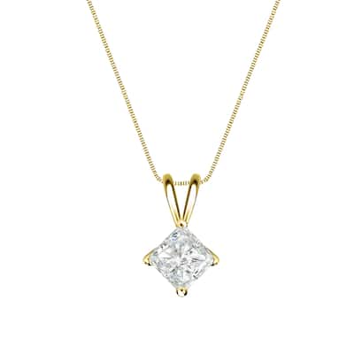 Auriya 1/4ctw Solitaire Princess-cut Diamond Necklace 14k Gold (I-J, SI2-SI3)