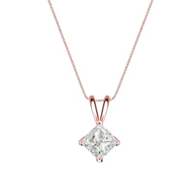 Auriya 1/4ctw Solitaire Princess-cut Diamond Necklace 14k Gold (J-K, I1-2)