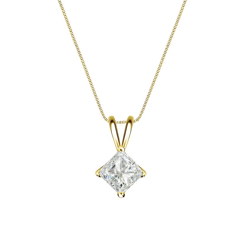 Auriya 1/4ctw Solitaire Princess-cut Diamond Necklace 14k Gold (J-K, I1-2)