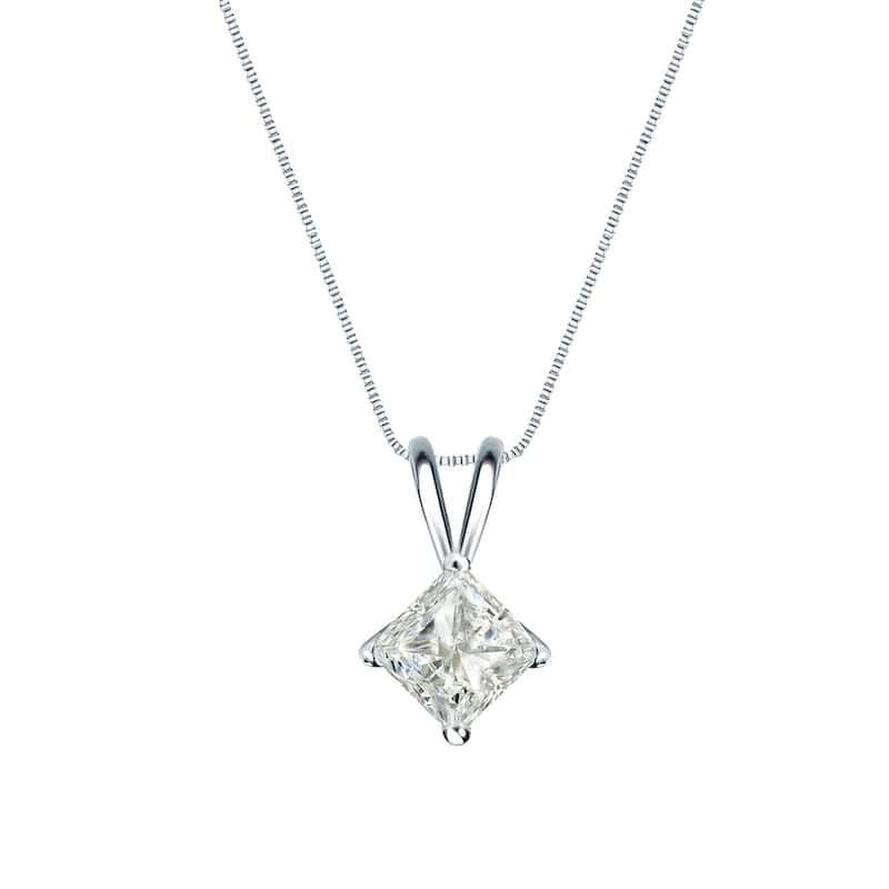 Auriya 1/4ctw Solitaire Princess-cut Diamond Necklace 14k Gold (J-K, I1-2)