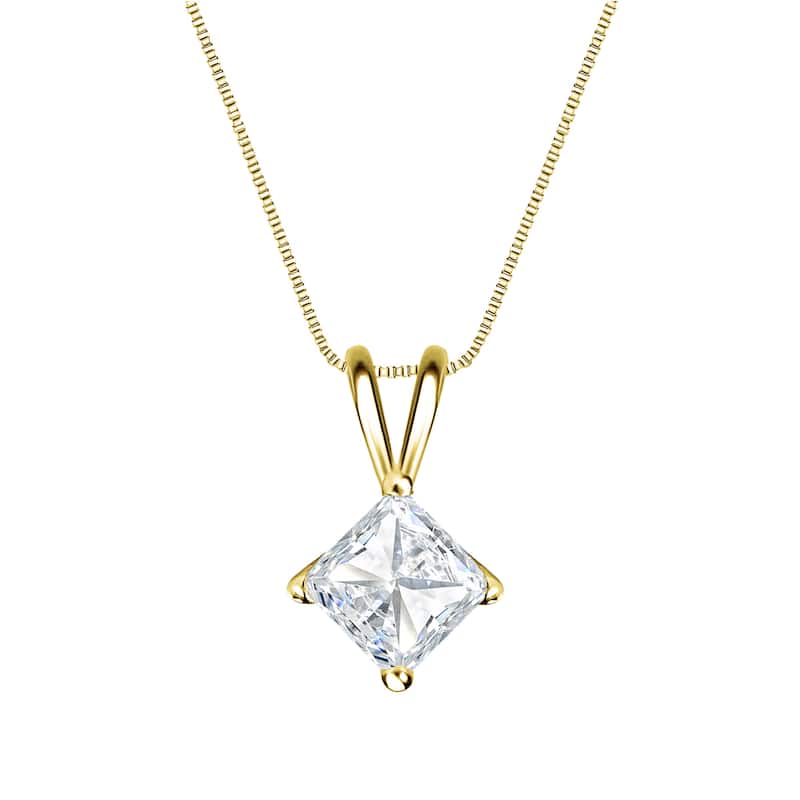 Auriya 1/2ctw Solitaire Princess-cut Diamond Necklace 14k Gold (H-I, SI1-SI2)