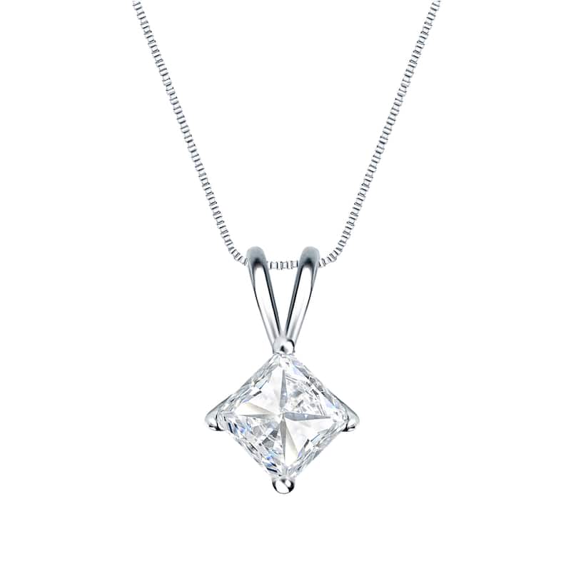 Auriya 1/2ctw Solitaire Princess-cut Diamond Necklace 14k Gold (H-I, SI1-SI2)