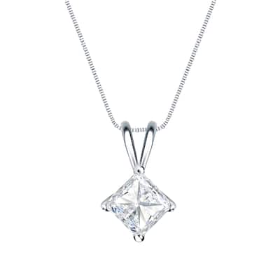 Auriya 1/2ctw Solitaire Princess-cut Diamond Necklace 14k Gold (H-I, SI1-SI2)