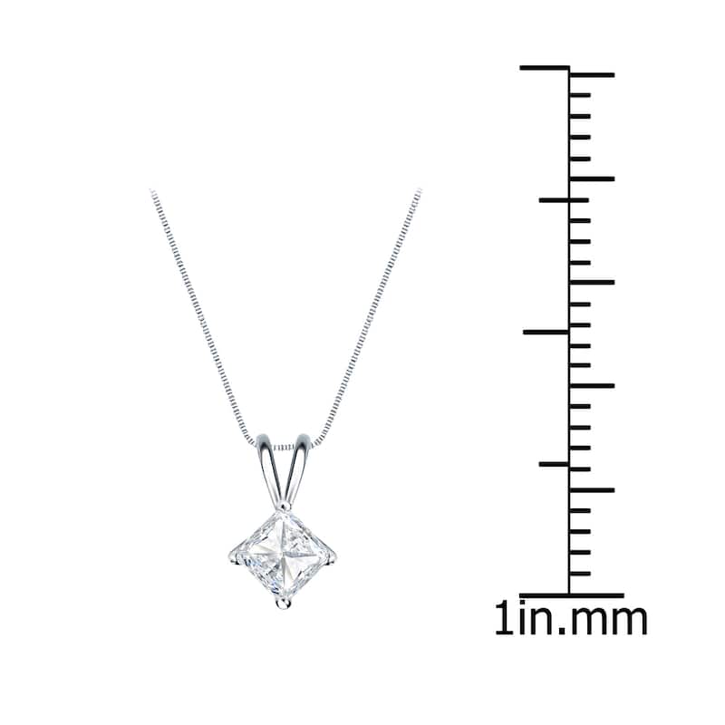 Auriya 1/3ctw Solitaire Princess-cut Diamond Necklace 14k Gold (H-I, SI1-SI2)