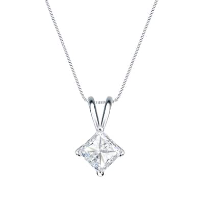 Auriya 1/3ctw Solitaire Princess-cut Diamond Necklace 14k Gold (H-I, SI1-SI2)