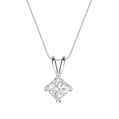 Auriya 1/3ctw Solitaire Princess-cut Diamond Necklace 14k Gold (I-J, SI2-SI3)
